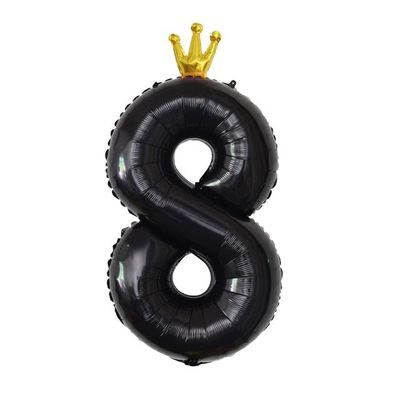 Sanu Belle Black Number 8 Balloon with Crown 40 Inch