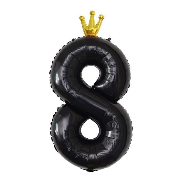 Sanu Belle Black Number 8 Balloon with Crown 40 Inch
