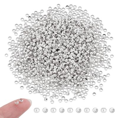 UNICRAFTALE 1000pcs Round Crimp Beads Silver Rondelle Spacers