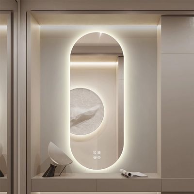 Oval LED Bathroom Mirror, 3 Dimmable Colors, Anti-Fog, Touch Switch, 120 cm