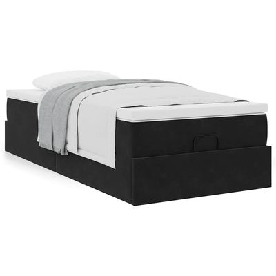 IKAYAA Box Spring Bed 100 x 200 cm with Mattress and Storage, Black