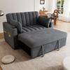 Merax 2-Seater Sofa Bed with Adjustable Backrest, Cup Holders and Side Pockets, Gray Cotton Fabric view 2