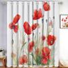 GDJSMIN Blackout Curtains, Pastoral Style, Thermal Curtains with Watercolor Wild Poppies, Noise Reduction, 175 x 140 cm, Red, Set of 2 view 1