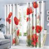 GDJSMIN Blackout Curtains, Pastoral Style, Thermal Curtains with Watercolor Wild Poppies, Noise Reduction, 175 x 140 cm, Red, Set of 2 view 3