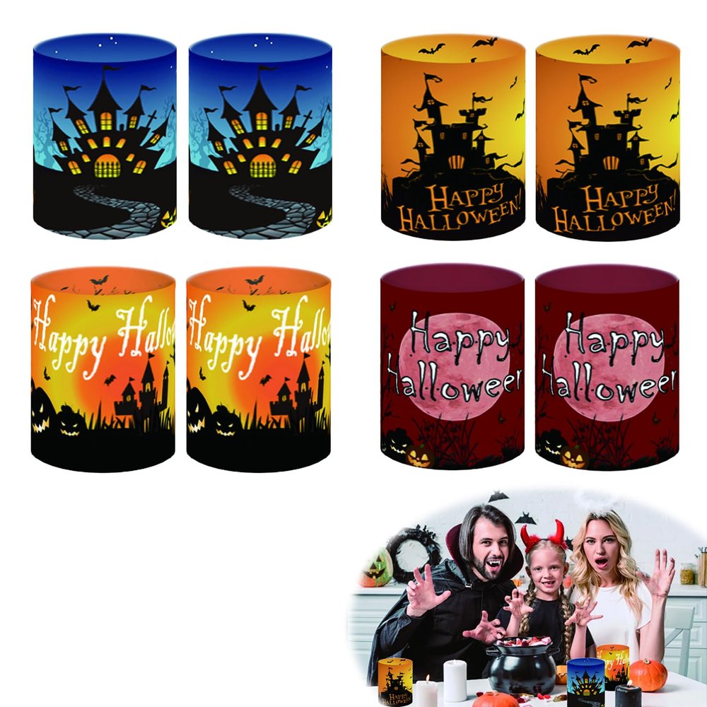 DHWEKU 8-Piece Halloween Decor and Candle Holder Set