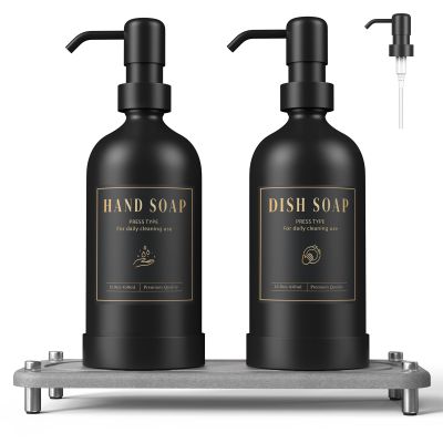 Luxspire 17 oz Glass Soap Dispenser Set, 2-Pack