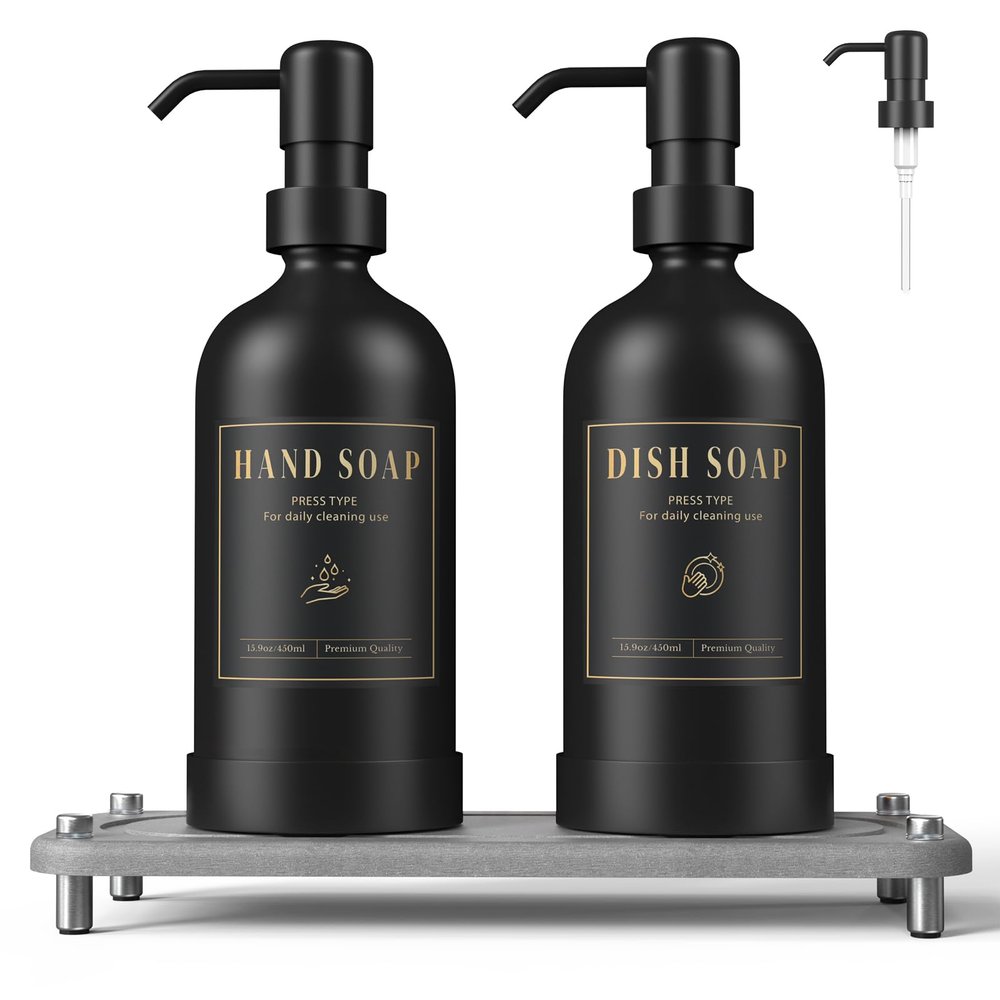 Luxspire 17 oz Glass Soap Dispenser Set, 2-Pack