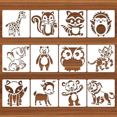 Ymapinc 12-Piece Cute Animal Painting Stencils