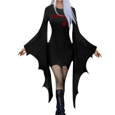 Generic Halloween Women's Costume Dress with Vampire Costume, Stethoscope, Devil and Gothic Cape, Black, M