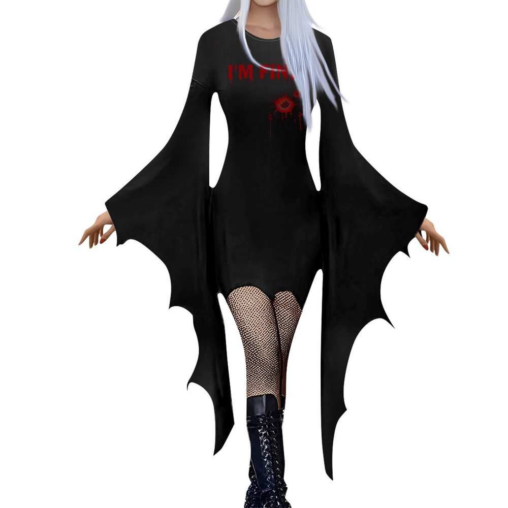 Generic Halloween Women's Costume Dress with Vampire Costume, Stethoscope, Devil and Gothic Cape, Black, M