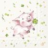 20 Lucky Pig Napkins with Clover for Table Decoration view 1