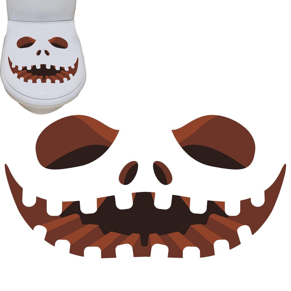 Halloween Toilet Sticker - Pumpkin Skull