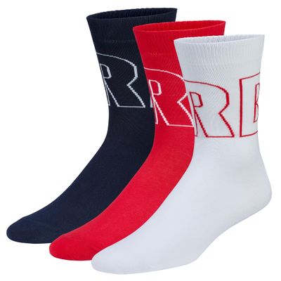 RB Leipzig Socks - Dynamic - 3-Pack, Red/White/Dark Blue, Sizes 43-46