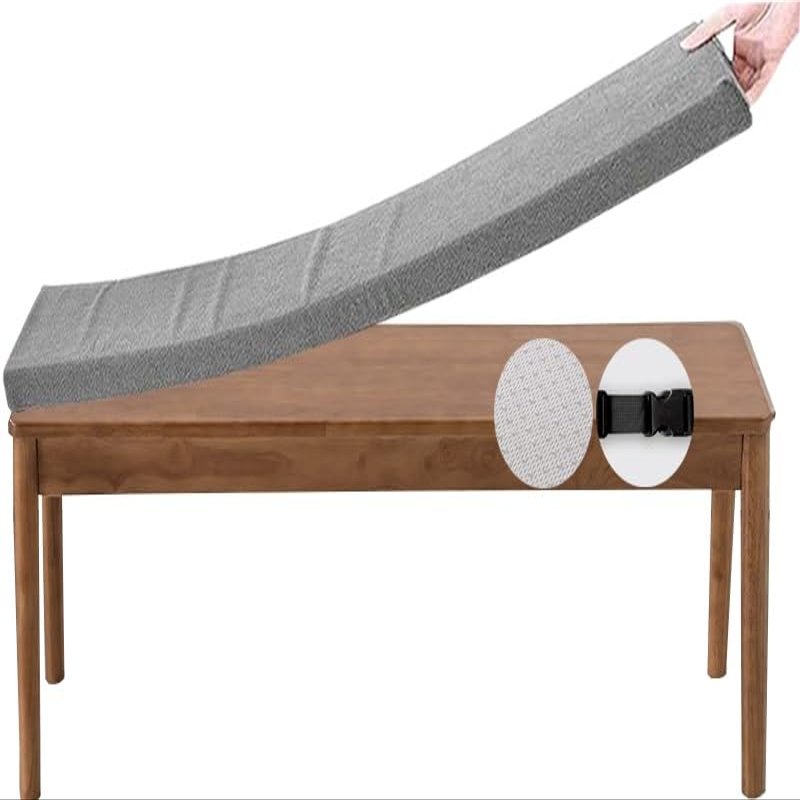 Bench Cushion, Washable Removable Garden Bench Pad, Gray, 160 x 60 x 5 cm
