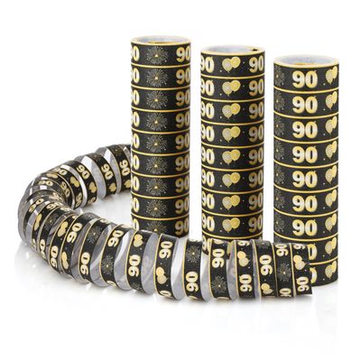 FunX Streamers 90th Birthday 3-Pack - Gold Black Party Decor