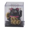 Bonbela Solar-Powered Lucky Cat, 5.1 cm, Mini Waving Cat with Built-In Solar Panel, Black view 1