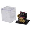 Bonbela Solar-Powered Lucky Cat, 5.1 cm, Mini Waving Cat with Built-In Solar Panel, Black view 2
