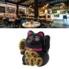 Bonbela Solar-Powered Lucky Cat, 5.1 cm, Mini Waving Cat with Built-In Solar Panel, Black view 3