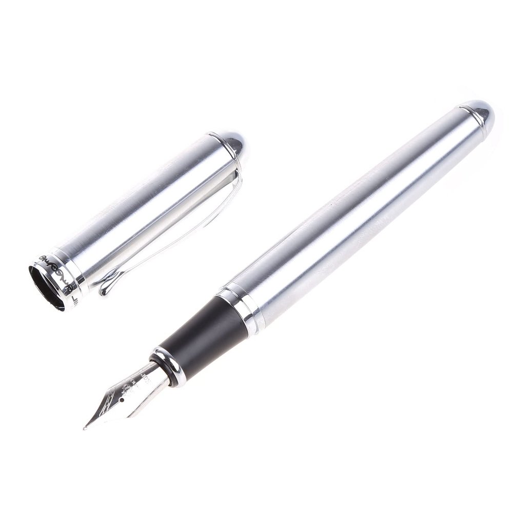 Jinhao X750 Silver Stainless Steel Fountain Pen, 18KGP M Nib