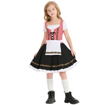 LILIHOT Kids’ Oktoberfest Costume Set for Boys or Girls, Dirndl or Lederhosen Outfit, Black, Girls, 11 Years