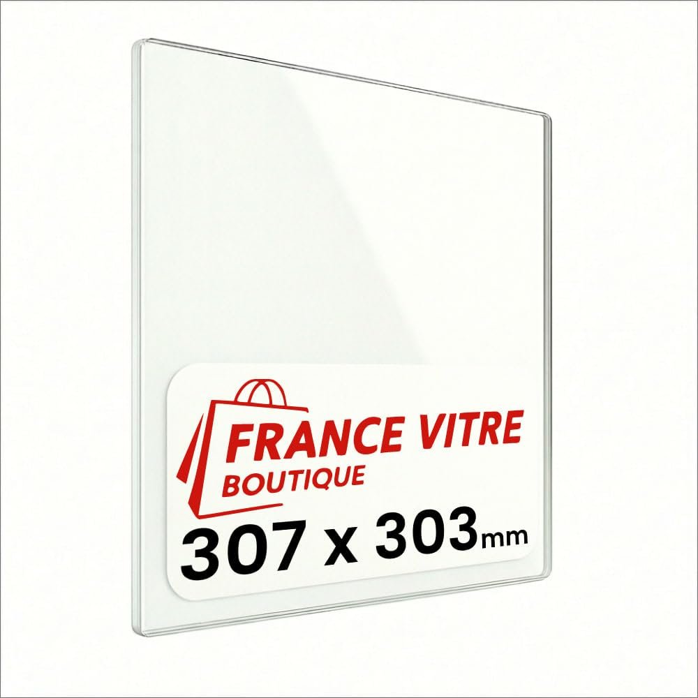 307 x 303 x 4 mm SCHOTT ROBAX Fireplace Glass, Stove Glass, Replacement Fireplace Pane, Heat-Resistant Glass up to 800°C