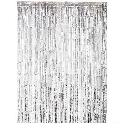 Thick Rain Silk Curtain, 1 x 2 m, for DIY Photo Booth Background and Party Decoration (Silver)
