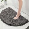 Chickwin Chenille Non-Slip Bath Mat, Dark Gray, Half-Moon, 40 x 60 cm view 1