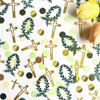 100 Pcs Cross Confetti for Baptism Table Decoration Green Leaves Fish view 2