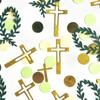 100 Pcs Cross Confetti for Baptism Table Decoration Green Leaves Fish view 4