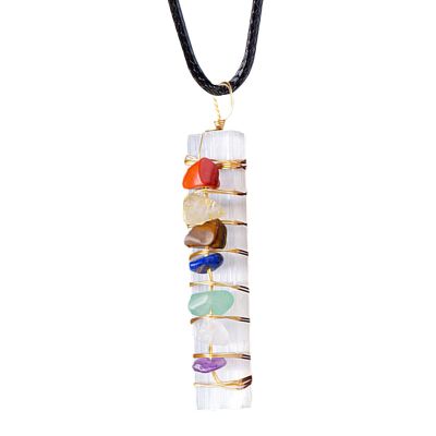 Gcerfby Natural Stone Pendant - Colorful Crystal, Wire-Wrapped Natural Energy Gemstones for Men for Meditation, Spiritual Use, Everyday, Travel, and Parties