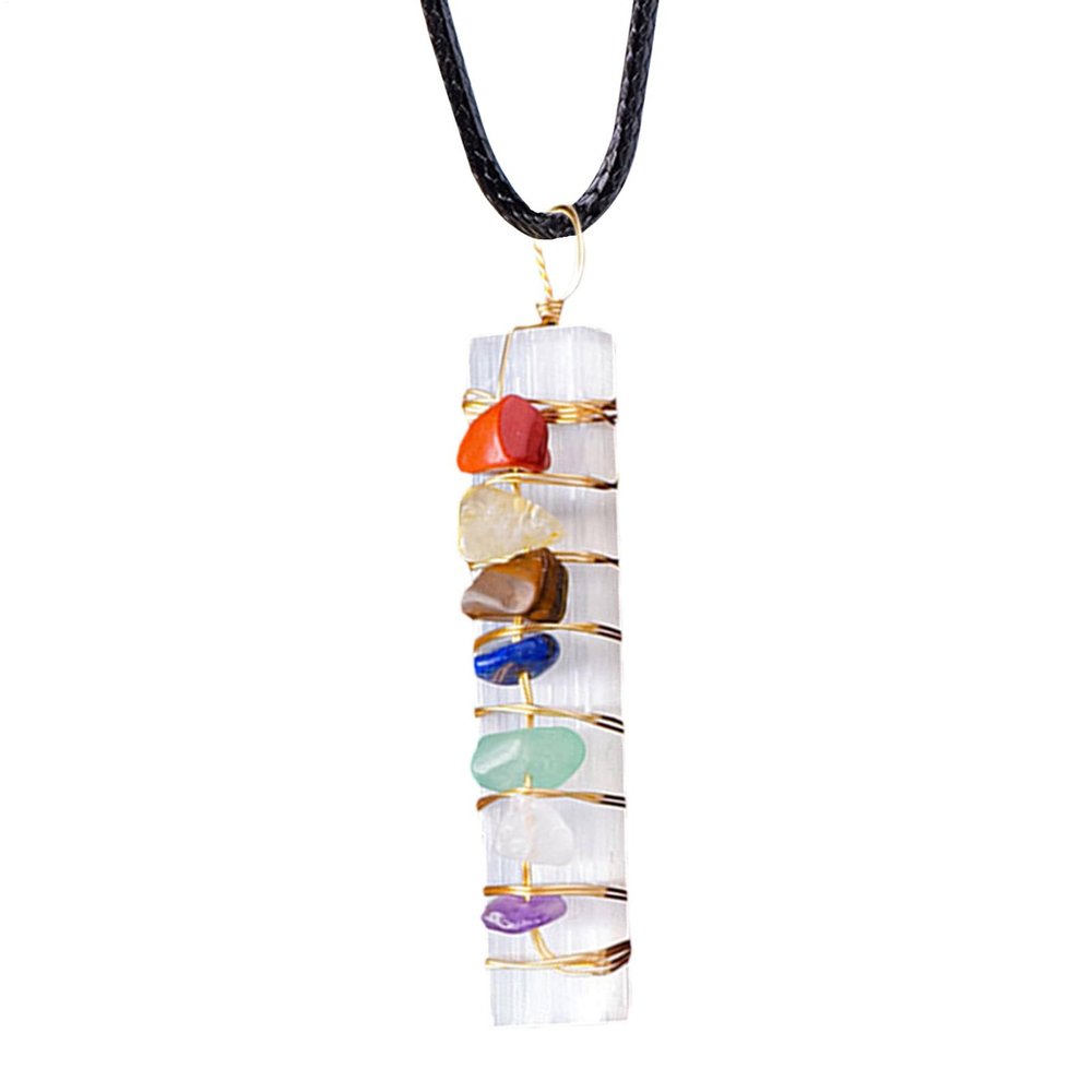 Gcerfby Natural Stone Pendant - Colorful Crystal, Wire-Wrapped Natural Energy Gemstones for Men for Meditation, Spiritual Use, Everyday, Travel, and Parties