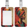 ID Badge Holder, African Woman Cubist Design, Retractable Clip view 1