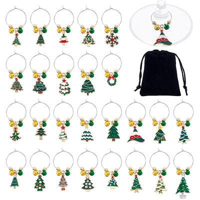 AHANDMAKER 26-Piece Christmas Wine Charms
