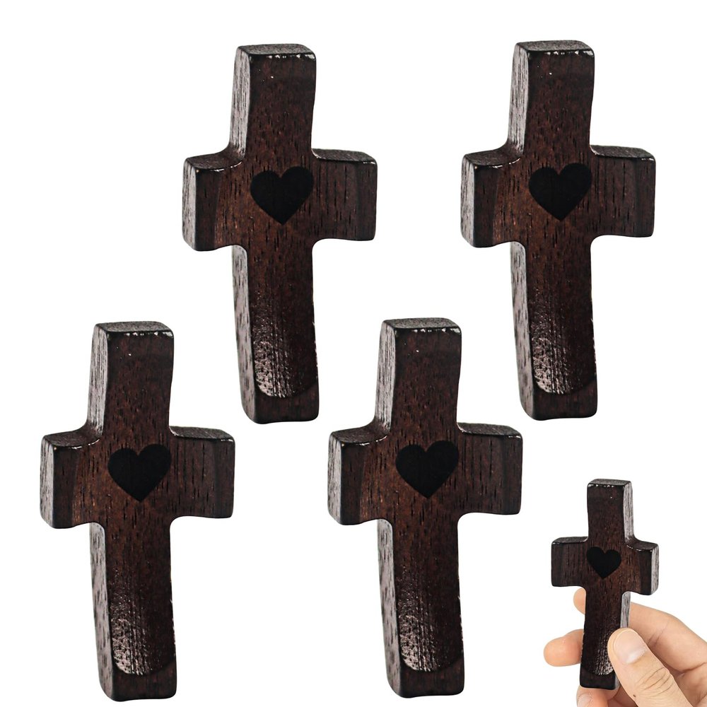 4 Wooden Crosses - Handheld Prayer Cross
