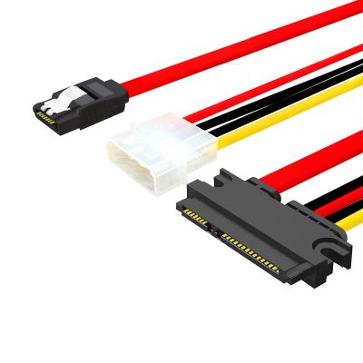 ELFJMZP SATA Hard Drive Data/Power Combo Cable, 22-Pin to 4-Pin Molex + Motherboard SATA, 30 cm