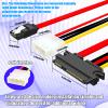 ELFJMZP SATA Hard Drive Data/Power Combo Cable, 22-Pin to 4-Pin Molex + Motherboard SATA, 30 cm view 2