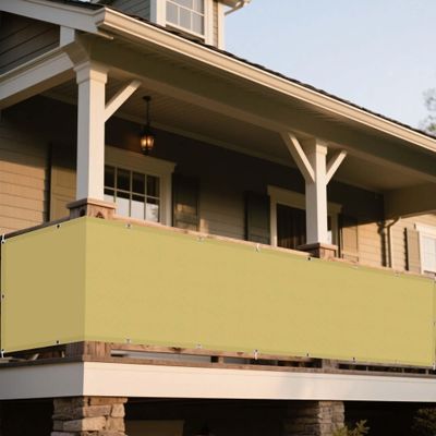 Rectangular Sun Shade Sail 200 x 480 cm, Waterproof UV and Wind Protection, Sand Yellow, with Ropes