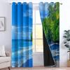 Blackout Curtains with Beach Palm Landscape, 140 x 175 cm, 2-Piece Thermal Curtain Set view 2