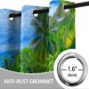 Blackout Curtains with Beach Palm Landscape, 140 x 175 cm, 2-Piece Thermal Curtain Set view 3