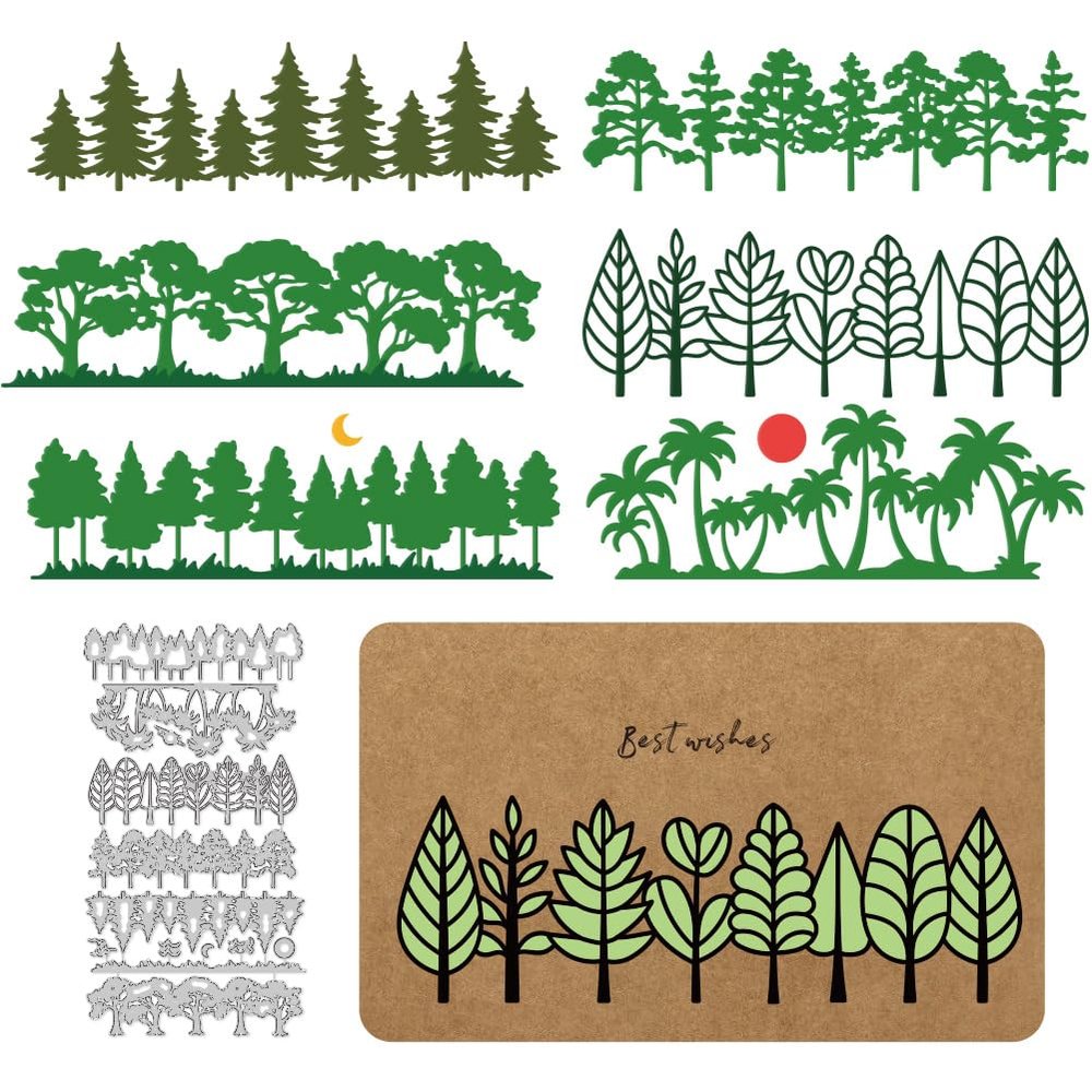 DELORIGIN Die-Cutting Templates with Tree and Grass Edges