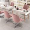 FHSLKXIM Ergonomic Armless Desk Chair with Crossed Legs and PU Leather Upholstery, Beige view 3