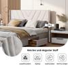 BRILVERDE Upholstered Bed 160 x 200 cm with Drawers and Headboard, Linen, Beige view 4