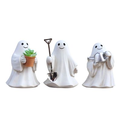 Garden Ghost Figurine Set, Resin Halloween Figures, Cute Ghost Decor, 5–7 cm, Indoor & Outdoor