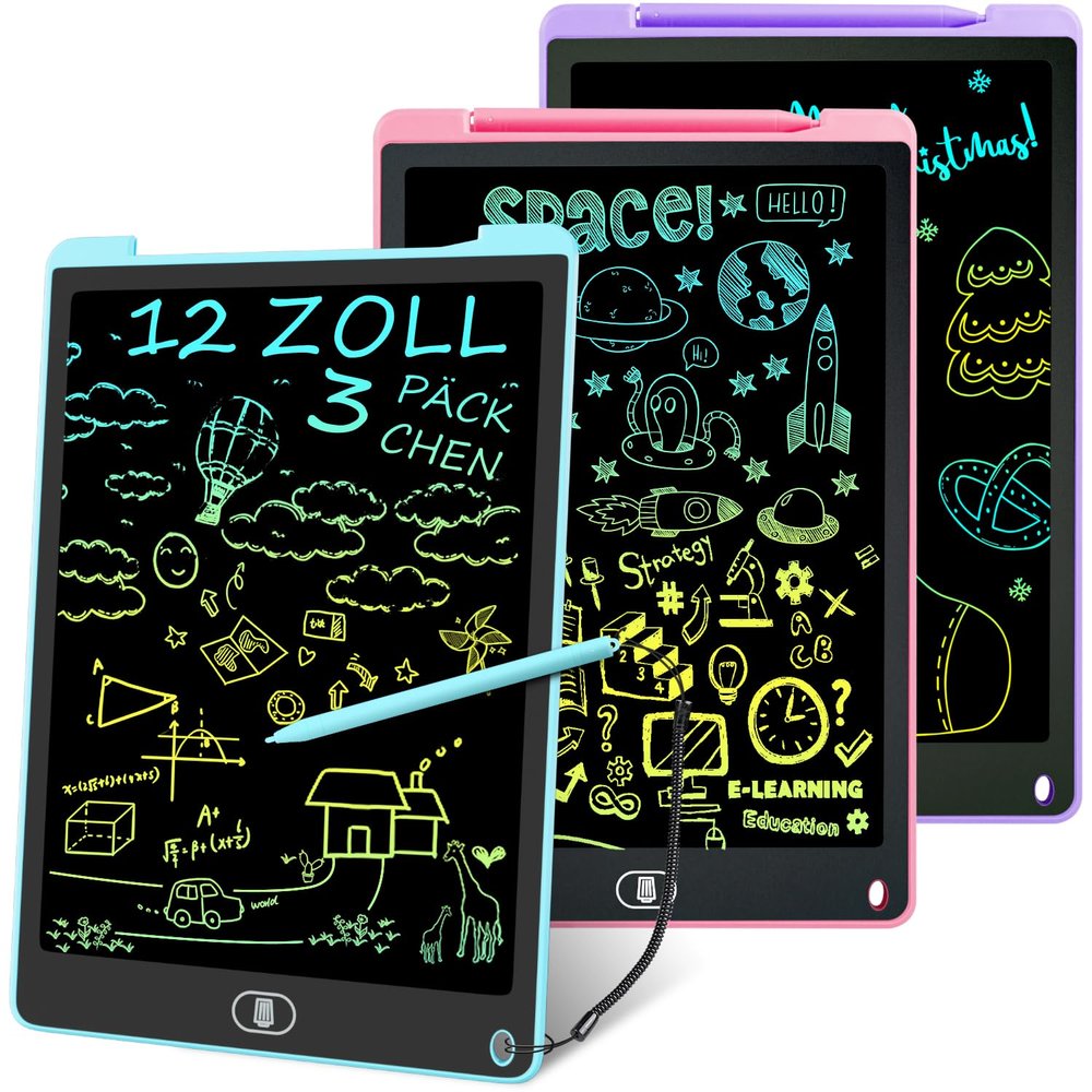 Electight 3-Pack 12-Inch LCD Writing Tablets for Kids, Drawing Board