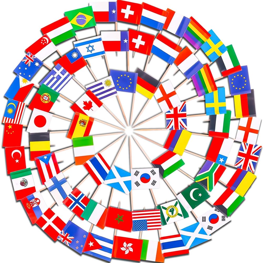 100 Pcs International Toothpick Cocktail Flags
