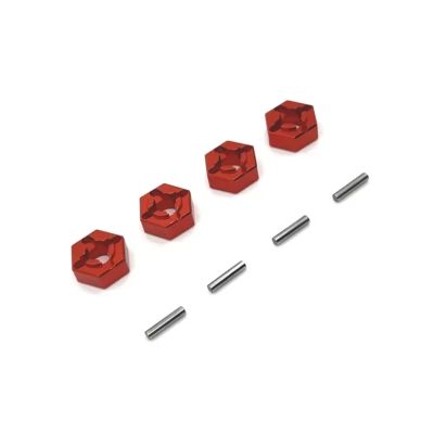 QAWRYV for SCY, MJX, JJRC 1/14 1/16 4-Piece Metal Upgrade 12 mm Hexagonal Joint RC Car Parts (Red)
