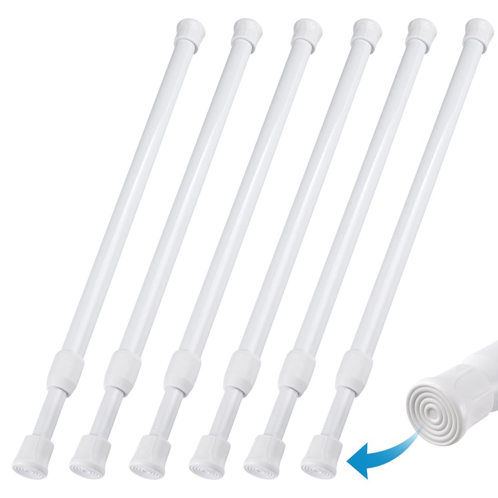 6-Pack Telescopic Curtain Rods, No Drilling