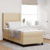 EMYRLXQW Box Spring Bed with Mattress & LED, Cream, 90 x 200 cm Fabric view 1