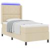EMYRLXQW Box Spring Bed with Mattress & LED, Cream, 90 x 200 cm Fabric view 3