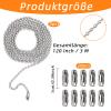 Notoke 3m Stainless Steel Ball Chain Silver view 2